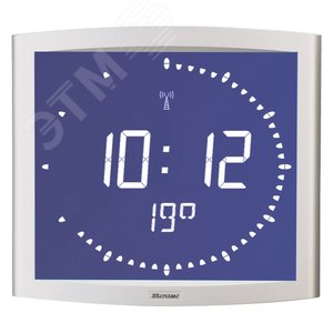 Часы цифровые Opalys Ellipse (часы/мин/сек./день недели/дата), высота цифр 7 см, высота букв 5 см, синхронизация - NTP, питание - PoE, цвет корпуса серебристый (938372A) - BODET