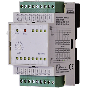 Модуль дискретных вх/вых IR-1501 IR-1501, 4xDI 24 VAC / DC, 8xRO 230V / 2A, общая клемма, гальваническая развязка (TXN 115 01) - NO NAME