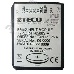 Радио модуль дискретных и аналоговых входов  R-IT-0500S-A: RFox2, 4x DI сухой контакт, 1x AI, радио тип A (TXN 132 26.A) - TECO