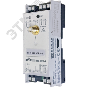 Радио модуль дискретных и аналоговых вх/вых  R-SL-0201L-A: RFox2, 2x AI/DI, 1x RO-800A NO (Нормально открытый контакт), радио тип А (TXN 132 43.A) - TECO