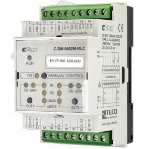 Диммер C-DM-0402M-RLC C-DM-0402M-RLC: CIB, 2x диммера RLC (резистивные, индуктивные или емкостные источники освещения), 230V AC, 2x 500W, 4x DI / AI (TXN 133 58) - TECO