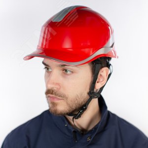 Защитная каска BASEBALL DIAMOND V UP из ABS красного цвета с храповым механизмом - фото 3