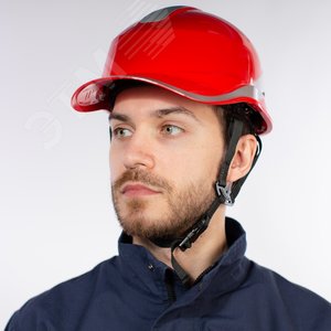 Защитная каска BASEBALL DIAMOND V UP из ABS красного цвета с храповым механизмом - фото 4