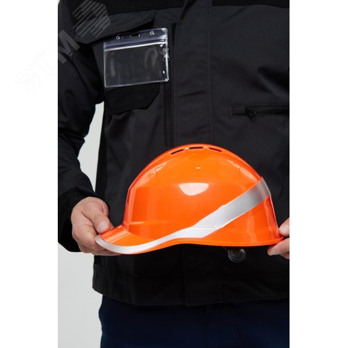 Каска защитная DIAMOND VI WIND из ABC с вентиляцией оранжевого цвета - фото 4