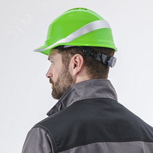 Каска защитная DIAMOND VI WIND из ABC с вентиляцией зеленого цвета - фото 3