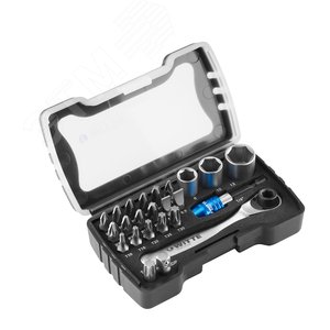 Набор бит BITBOX 24 предмета 1/4'' С6.3 PH / PZ / TORX / SL / торц. головки + адаптер 1/4'' + битодержатель + мини трещотка, пласт.бокс - WITTE
