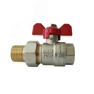 Кран шаровой BVR-FR с накидной гайкой и ниппелем (американка) DN 20 PN40 Т от -20С +120 град. материал корпуса латунь CW602N - артикул 065B8304RG