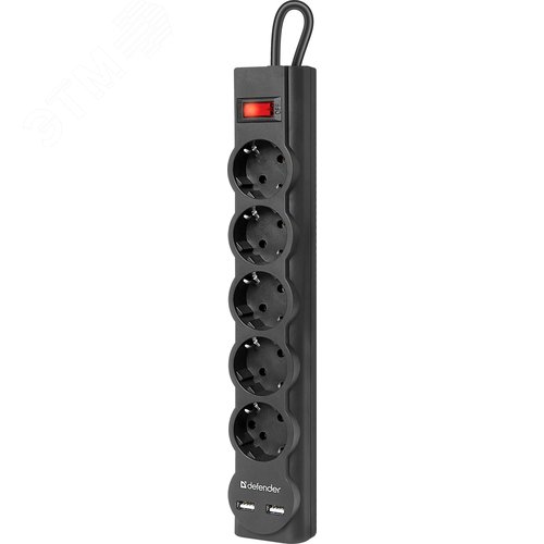 Удлинитель с сетевым фильтром DFS 755 5,0 м, 5 розеток, 2xUSB, 2.1A - фото 3