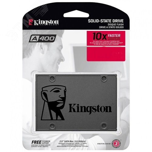Накопитель SSD 2.5'' 480GB A400, SATA III, 3D NAND TLC, 500/450 Мб/с - фото 3