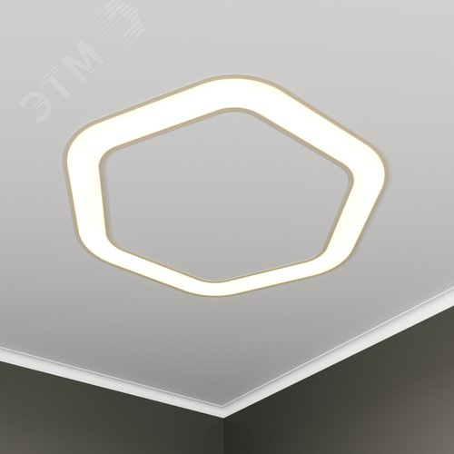 Светильник светодиодный RVE-LBX-HOLE-HEXA-SOFT-1430-V (Шестиугольник закругленный с отверстием 1430х1317х100мм S80мм 102Вт встраиваемый 4000K Белый) - RVElektro