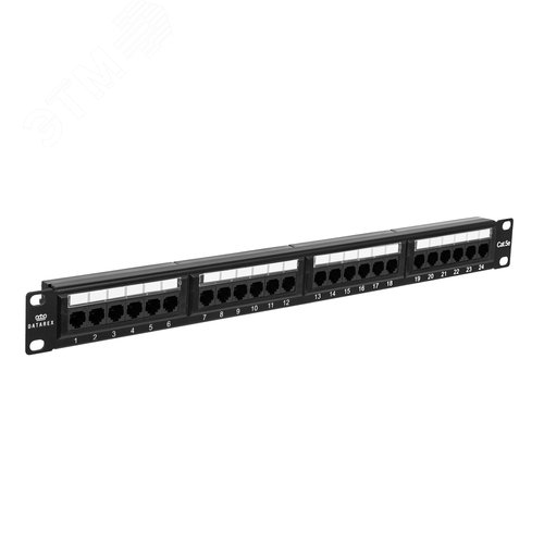Панель коммутацинная кат.5е, UTP, 19', 1U, 24хRJ45, 568A/В, черный DATAREX - фото 2