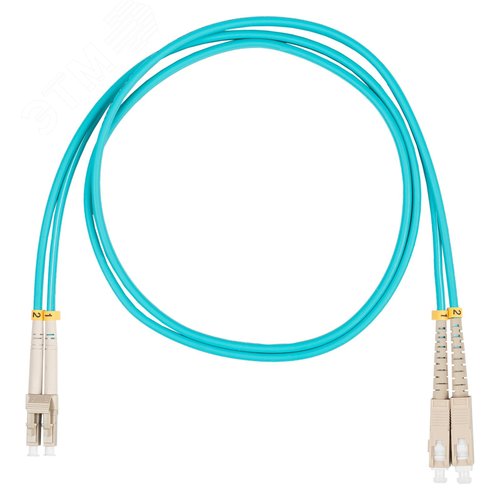 Патч-корд оптический, LC-SC, дуплекс (duplex) OM3, нг(А)-HF, бирюзовый, 1,0 м - Datarex
