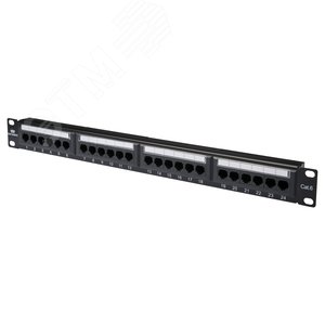 Панель коммутацинная кат.6, UTP, 19', 1U, 24хRJ45, 568A/В, черный DATAREX - Datarex