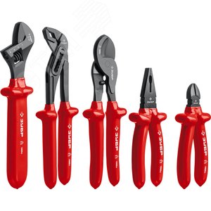 Набор: Губцевый инструмент, диэлектрический, высоковольтный до ~1000В, маслобензостойкая рукоятка, 12предм, Профессионал 2214-H12 2