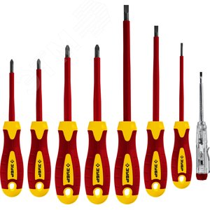 Набор: Отвертки SL 3, 5, 6 / PH 1, 2 / PZ 1, 2, тестер 100-250 В, ''Профессионал'' , в кейсе, 8 предметов - ЗУБР