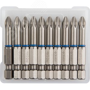 Биты ''ЭКСПЕРТ'' торсионные кованые, обточенные, хромомолибденовая сталь, тип хвостовика E 1/4'', PH2, 50мм, 10шт