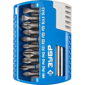 Набор бит с магнитным адаптером, Cr-Mo, 11 предметов