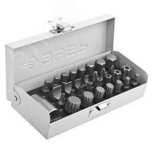 Набор бит специальные в металлическом боксе, PH, SL, HEX, TORX, SPLINE, 32 предмета - ЗУБР