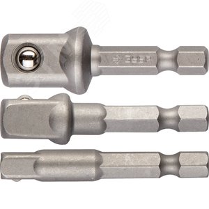 Набор адаптеров ''ЭКСПЕРТ'' для торцовых головок, E1/4'' - 1/4'', E1/4'' - 3/8'', E1/4'' - 1/2'', 3 предмета - ЗУБР