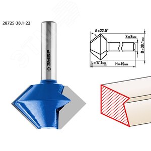 Фреза кромочная конусная 38.1x22мм - ЗУБР