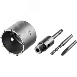 Коронка буровая, коническая посадка центрирующего сверла, SDS-Plus хвостовик, в сборе, 73мм 2