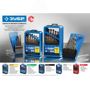 Набор сверл по металлу, сталь Р6М5, класс А , титановое покрытие ТИТАН 10шт(1-10мм) 2