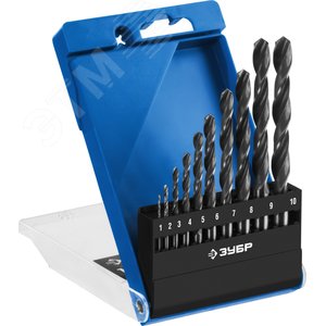 Набор сверл по металлу сталь Р6М5 класс В, ПРОФ-В 10шт(1-10мм)