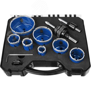 Набор коронок алмазных с оснасткой, D=20, 25, 32, 35, 40, 50, 68 мм, 7 коронок, Профессионал