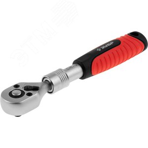 Трещотка для торцовых головок ''ЭКСПЕРТ'' (1/4''), телескопическая, Cr-V, 72 зубца, хроматированное покрытие, быстрый сброс - ЗУБР