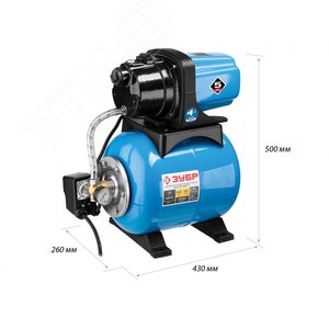 Насосная станция автоматическая НАС-М3-800-Ч ЗУБР, бак 20 л, 800 Вт, чугунный корпус - фото 2