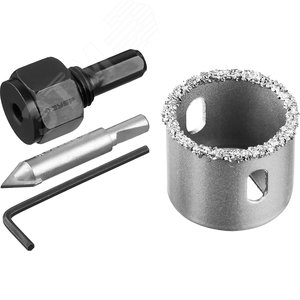 Коронка-чашка ''Профессионал'' c карбид-вольфрамовым нанесением, 32 мм, высота 25 мм, в сборе с державкой и сверлом 2
