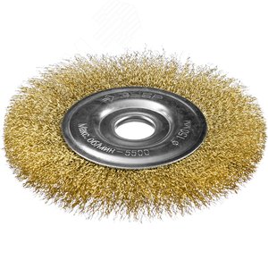 Щетка дисковая для УШМ, витая стальная латунированная проволока 0,3мм, 150х22мм ''Профессионал''.