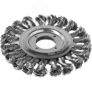 Щетка дисковая для УШМ, плетеные пучки стальной проволоки 0,5мм, 100х22мм ''Профессионал''. 2