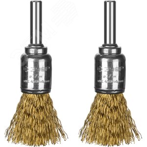 Щетки кистевые для дрели, витая стальная лат унированная проволока 0,3мм, 17мм, 2шт ''Профессионал''.