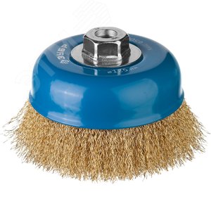 Щетка чашечная для УШМ, витая латунированная стальная проволока 0,3мм, 125ммхМ14 ''Профессионал''.