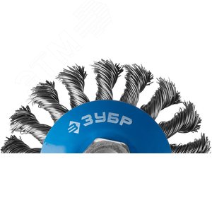 Щетка коническая для УШМ, плетеные пучки стальной проволоки 0,5мм, 115ммхМ14 ''Профессионал''. 2