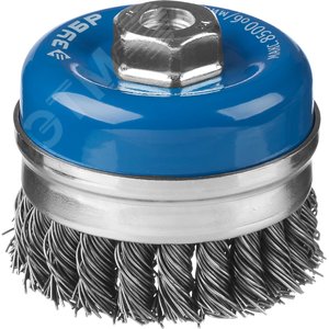 Щетка чашечная усиленная для УШМ, плетеные пучки стальной проволоки 0,8мм, 80ммхМ14 ''Профессионал''.