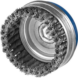 Щетка чашечная усиленная для УШМ, плетеные пучки стальной проволоки 0,8мм, 80ммхМ14 ''Профессионал''. 2