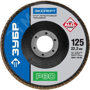Круг лепестковый торцевой , 125мм, тип КЛТ 1, P80 Профессионал