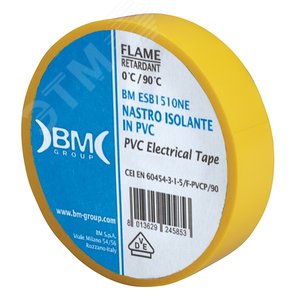 Изолента ПВХ 19 мм x 25 м, цвет желтый - BM Group