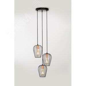 Светильник подвесной (подвес) Rivoli Atena 5063-203 3 х E27 40 Вт лофт - кантри (Б0047368) - фото 3