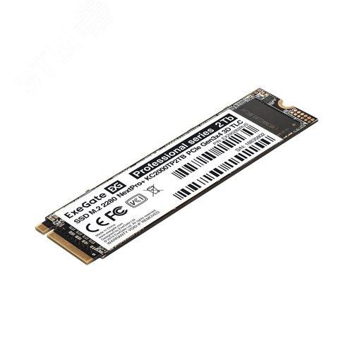 Накопитель SSD M.2 2280 2Tb ExeGate NextPro+, PCIeGen3x4, NVMe, 22x80mm, 3D TLC - Exegate