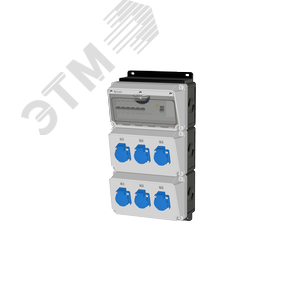 Комбинация розеток , Вход М32, клеммы, УЗО 4P/40A/30mA, 6xSchuko16A., IP54. - AlpenBox