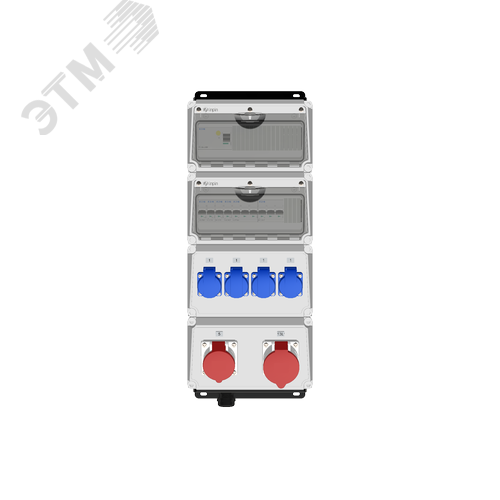 Комбинация розеток , Вход М40, клеммы, УЗО 4P/63A/30mA, 1xCEE16A5p, 1xCEE32A5p, 4xSchuko16A, IP45 - фото 2