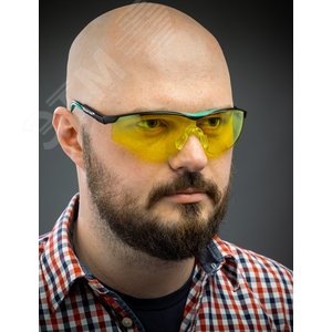 Защитные жёлтые очки BASIC стекло-моноблок с покрытием устойчивым к истиранию и запотеванию, открытого типа - фото 2