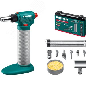 Газовый паяльник MULTI TORCH набор 8-в-1, 30-150 Вт, горелка, фен, пьезоподжиг, 1300град.С - ЗУБР