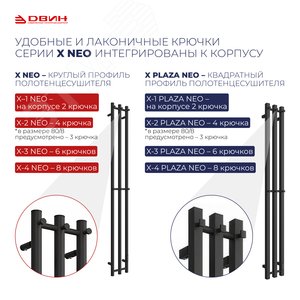 Полотенцесушитель электрический из квадратного профиля с диммером X plaza neo 140/10 цвет чёрный матовый - фото 3