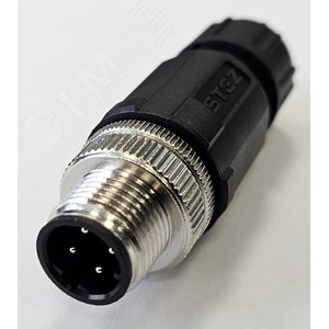 Разъем М12, 4D, штыревой, пайка, пластиковый, прямой, резьба PG7, кабельная часть - СТЭЗ