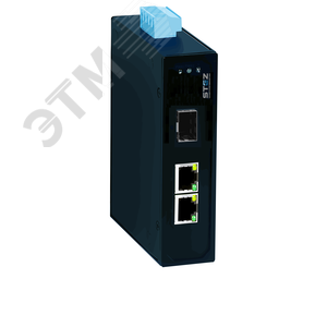 Медиаконвертер, 1 порт SFP 100 Base-X, 2 порта 10 100-TX RJ45 port, 18-30VAC 12-48VDC dual redundant power inputs, -40 to 75 град - СТЭЗ