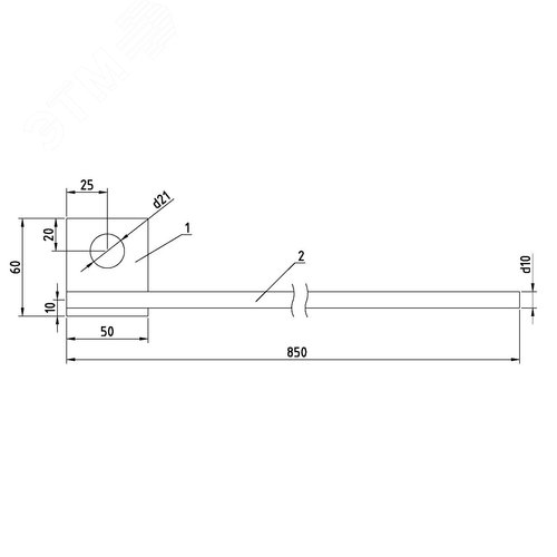 Проводник заземляющий d10 мм L=850 мм SH705.1R - Ensto
